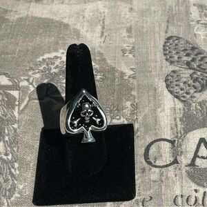 Black Spade Skull Ring